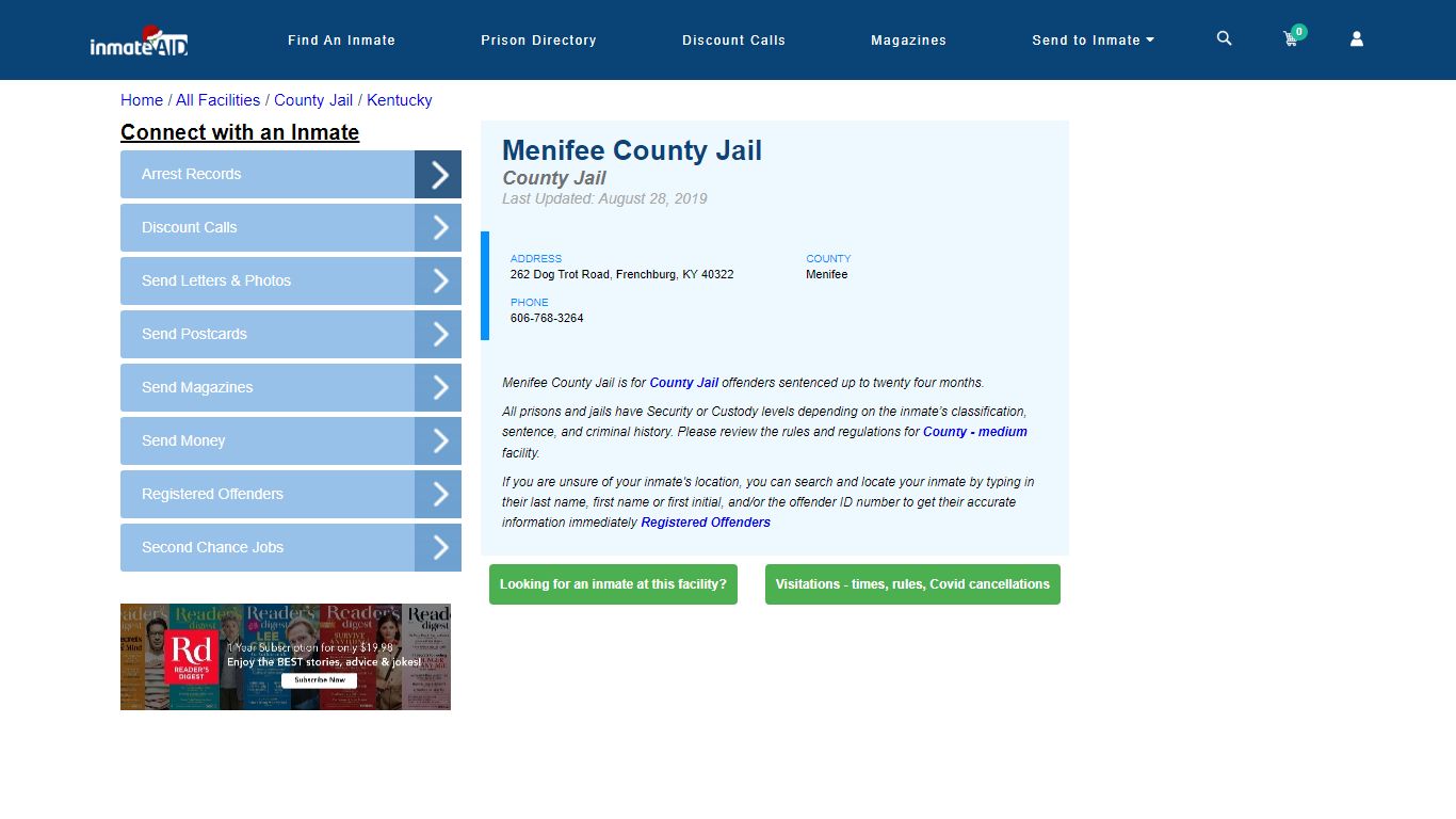 Menifee County Jail - Inmate Locator - Frenchburg, KY