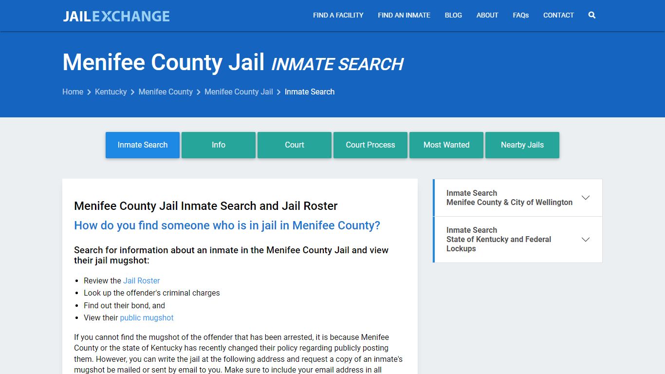 Inmate Search: Roster & Mugshots - Menifee County Jail, KY